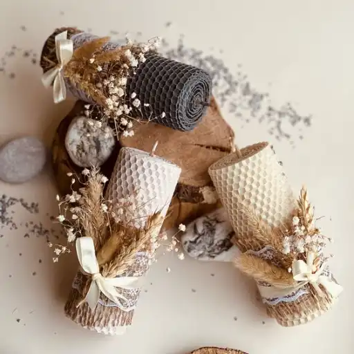 ایده تزیین شمع موم عسلی