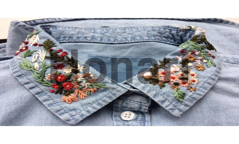 طرح گلدوزی روی شلوار جین