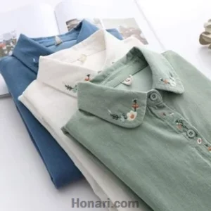 طرح گلدوزی روی یقه لباس دخترانه