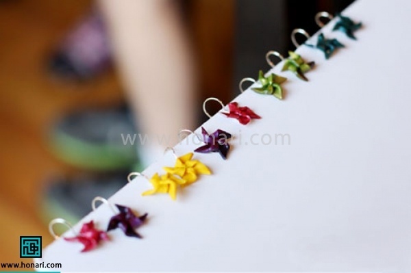 آموزش گوشواره خمیری با طرح فرفره-مرحله 5 در آخرین مرحله قفل گوشواره را به آنها وصل میکنیم و سپس مطابق دستور نوشته شده روی جعبه خمیر آن را حرارت میدهیم