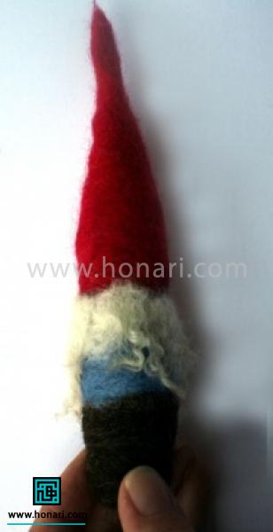 آموزش ساخت عروسک هفت کوتوله با الیاف کچه دوزی-مرحله 15 پشت سر عروسک به این شکل آماده است .