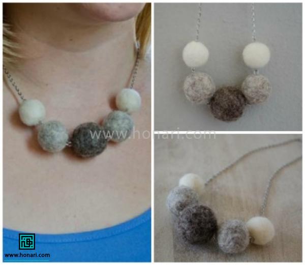 گردنبند توپی با الیاف کچه دوزی-مرحله 5 با استفاده از آموزش های کچه دوزی تونستیم این گردنبند رو با هم بسازیم .