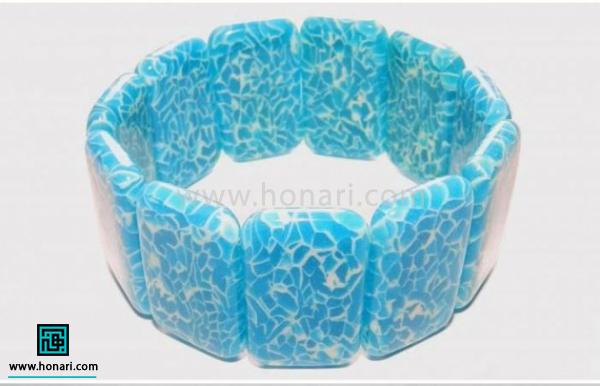 آموزش ساخت دستبند از خمیر فیمو با طرح فیروزه-مرحله 9 نتیجه ی نهایی کار به این صورت در می آید.