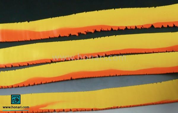 آموزش ساخت گل آفتابگردان با خمیر فیمو-مرحله 9 حالا به کمک وردنه هر چهار تا کار رو پهن کنین.