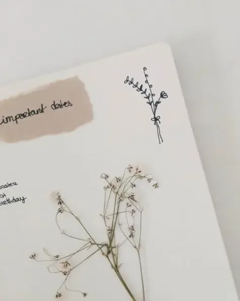 چسباندن گل خشک به دفترچه یادداشت