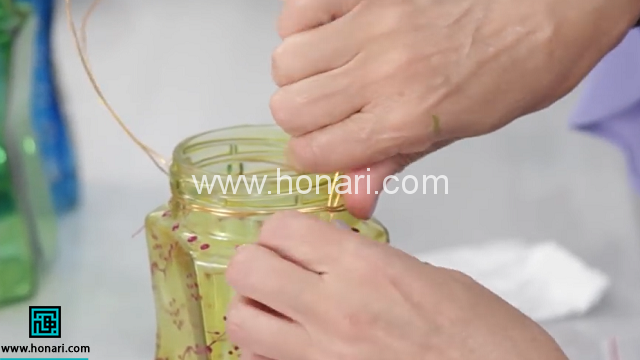 آموزش ویترای و ساخت گلدان و جا شمعی با شیشه مربا