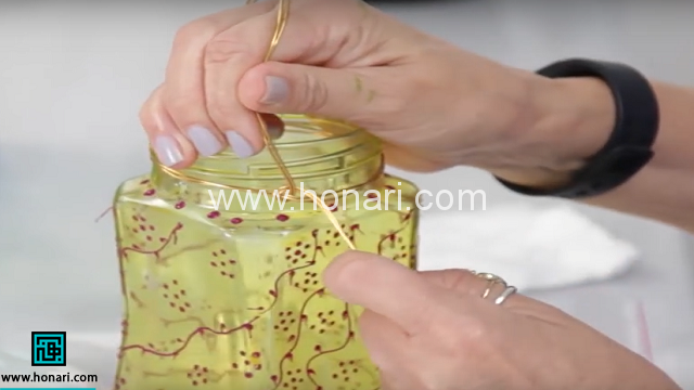 آموزش ویترای و ساخت گلدان و جا شمعی با شیشه مربا