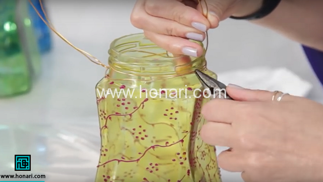 آموزش ویترای و ساخت گلدان و جا شمعی با شیشه مربا