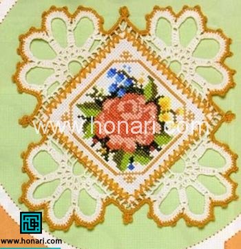 آموزش دوخت رومیزی با شماره دوزی و قلاب بافی