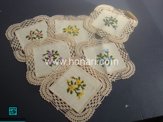 آموزش دوخت رومیزی با شماره دوزی و قلاب بافی