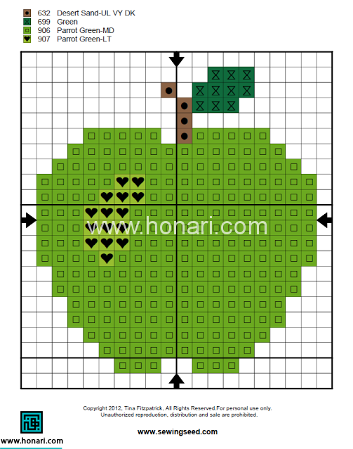 طرح سیب برای شماره دوزی روی پارچه
