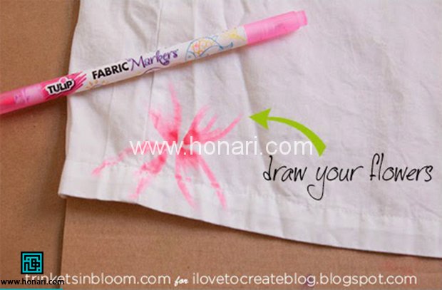 آموزش تکنیک نقاشی آبرنگی با ماژیک روی پارچه