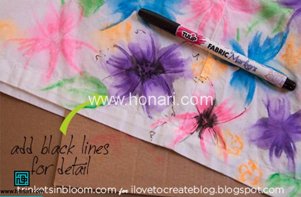 آموزش تکنیک نقاشی آبرنگی با ماژیک روی پارچه