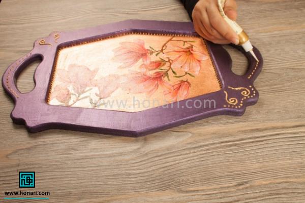 سینی چوبی ورق طلا