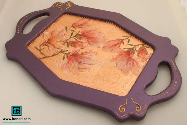 سینی چوبی ورق طلا