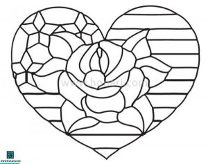 طرح نقاشی گل و قلب