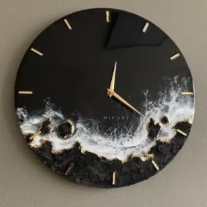 ساعت دیواری رزینی مشکی