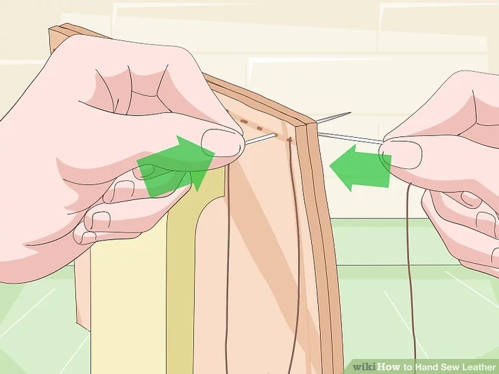 شروع دوخت چرم دو سوزنه