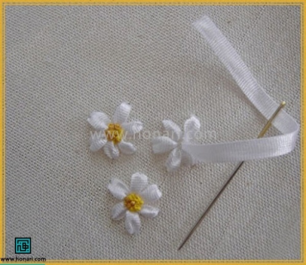 این دوخت جزو دوختهای پایه و اولیه هست. روبان نیم یا یک سانتی را از پارچه بیرون در اورده 