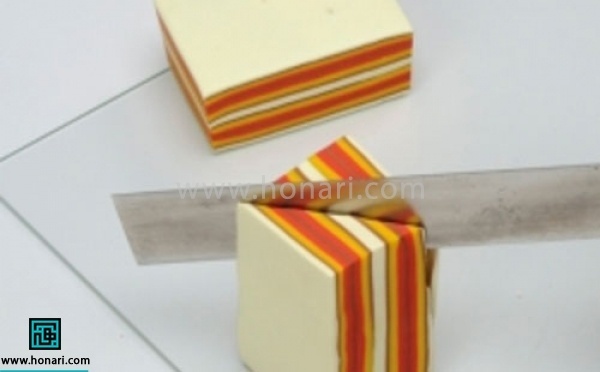 حال قطر بزرگ یکی از مستطیل ها را از عرض ، به صورت مورب برش میزنیم 