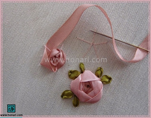 در تصویر مشاهده میکنید که با چه ظرافتی روبان یکی در میان از لای نخ ها رد شده