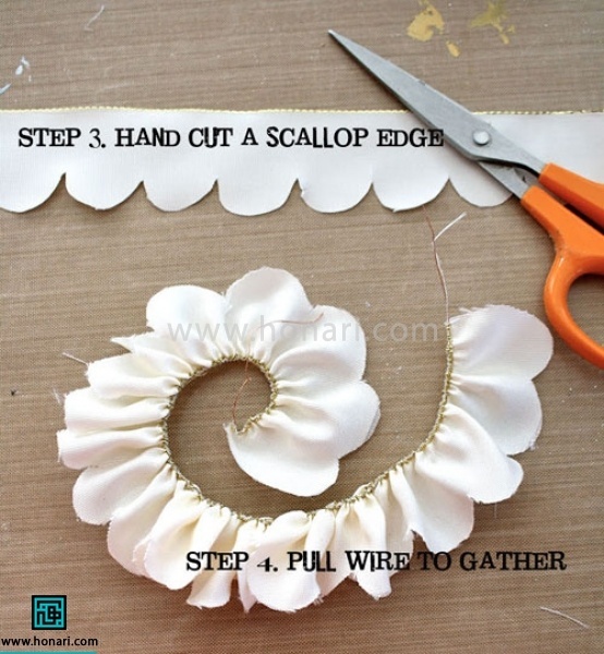 روبان 3 یا 4 سانتی را به طول بیست سانت انتخاب کرده و با قیچی مطابق شکل حلال بزنید روبان را 