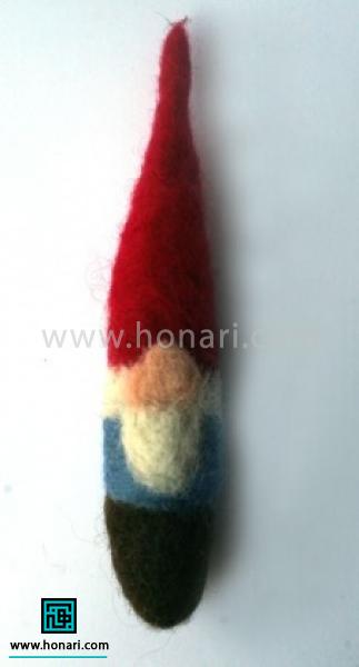 مقداری از الیاف سفید را نیز برای پایه ریش برداشته و زیر بخش صورت در قسمت آبی با سوزن زدن ثابت کنید