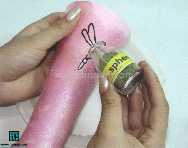 آموزش بیدسپر روی گلدان شیشه ای