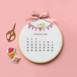 الگو شماره دوزی تقویم تولد نوزاد دختر سایز A3 