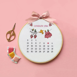 الگو شماره دوزی تقویم تولد نوزاد دختر سایز A3 