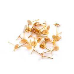 پایه گوشواره میخی، آویز دار طلایی سایز ۶