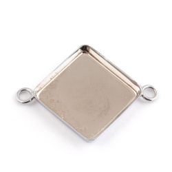قاب دستبندی برنجی نقره ای طرح لوزی 31 mm
