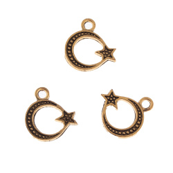 پلاک آویز طلایی ماه و ستاره سایز mm 11