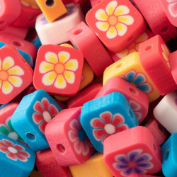 مهره فیمو گل مخلوط سایز 8کد 32