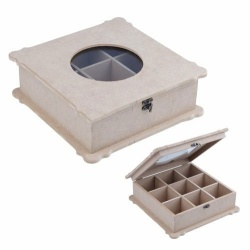 چوبی کد 357 جعبه تیبگ در شیشه ای 27x27x9cm