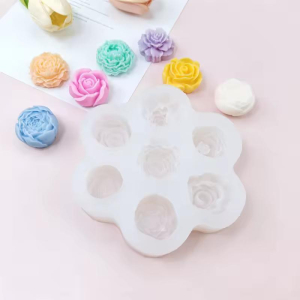 قالب شمع سیلیکونی وارداتی گل ریز ژورنالی ۷ تایی