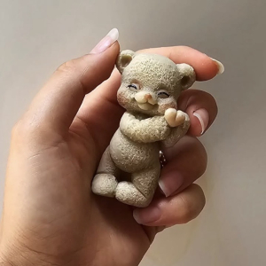 قالب شمع سیلیکونی خرس قلب به دست 7cm