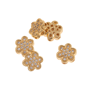 پلاک دستبندی نگین دار برنجی طرح گل کد 2/3