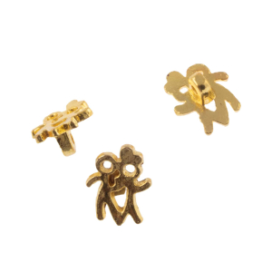 پلاک آویز دکمه ای طلایی طرح دختر و پسر 8x10mm