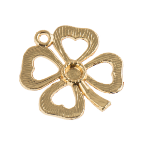 پلاک آویز طلایی طرح گل چهار پر 26x21 mm