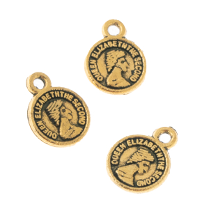 پلاک آویز طلایی سکه الیزابت سایز 1.5cm