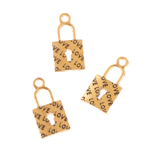 پلاک آویز طلایی قفل سایز mm 16*8