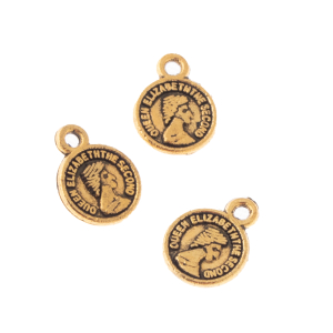 پلاک آویز طلایی سکه الیزابت ریز  سایز  mm 10*8 
