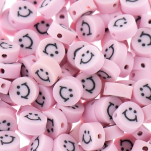 مهره فیمو طرح لبخند صورتی سایز 10mm