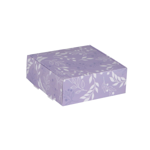 جعبه کیبوردی گلاسه طرح برگ بنفش سایز 9×9×3/4 
