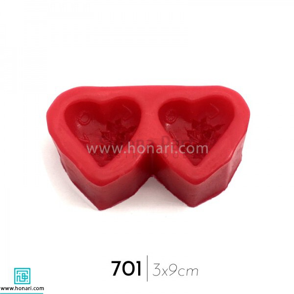 قالب شمع سازی سیلیکونی طرح قلب دوتایی کد m701